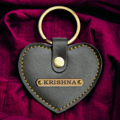 PERSONALISED STYLISH HEART KEYCHAIN - GRAY