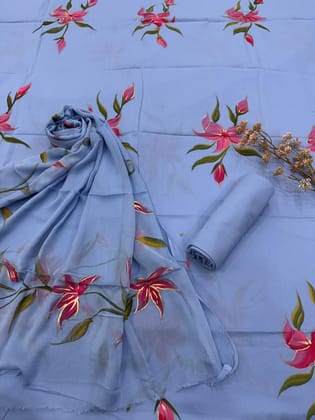Cotton Suit With Chiffon Dupatta