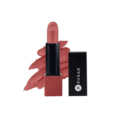 SUGAR Cosmetics Glide Peptide Serum Lipstick with Hyaluronic Acid & Vitamin E | Velvet Matte Finish | Long Lasting & Pigmented | 1 Swipe Full Coverage | 4.2gm - 02 Positano Peach SUGAR Cosmetics Glide Peptide Serum Lipstick with Hyaluronic Acid & Vitamin