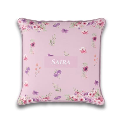 Floral Fiesta Cushion Cover (kids)-Solid Pink / 16 Inches / Satin