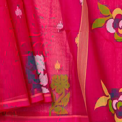 Pink Dhakai Jamdhani Muslin Silk Saree With Tissue Zari For Office Wear PV MJ 91