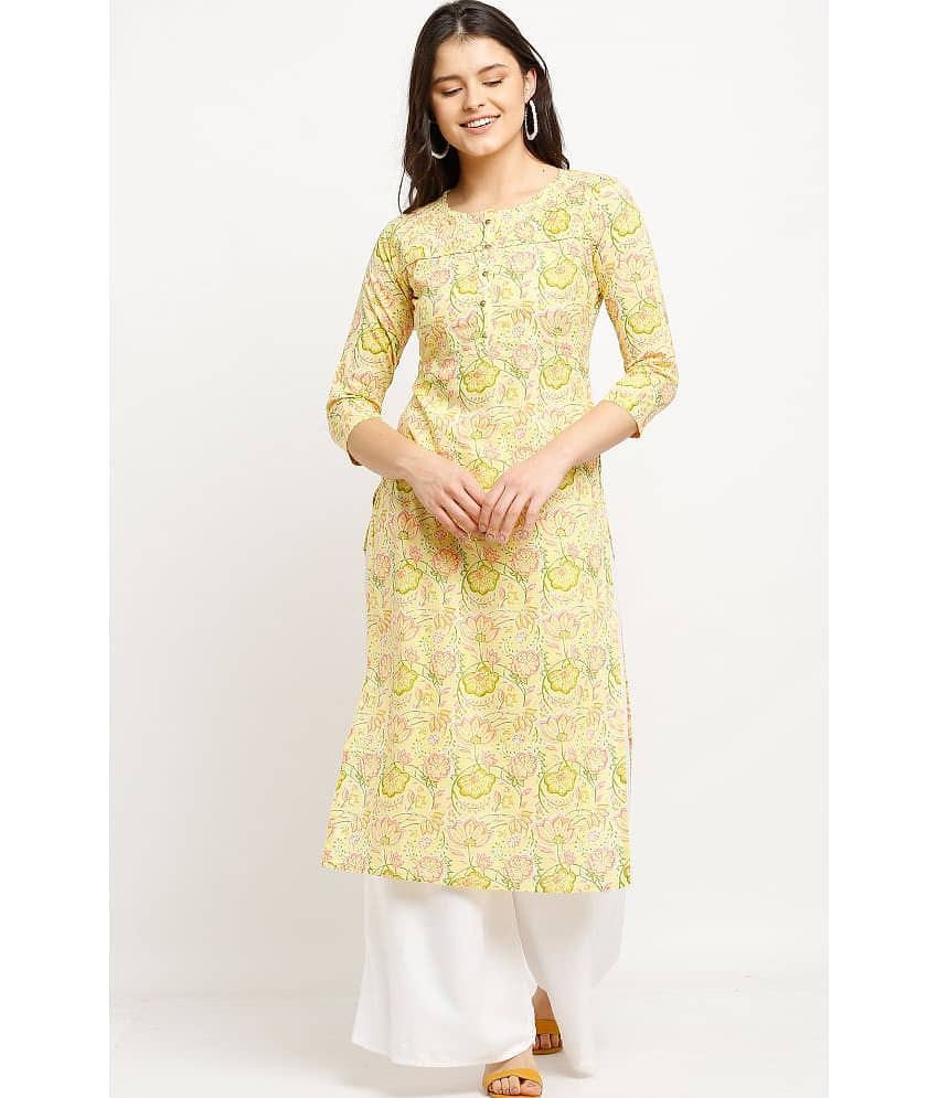 Rajnandini - Yellow 100% Cotton Women's A-line Kurti ( Pack of 1 )