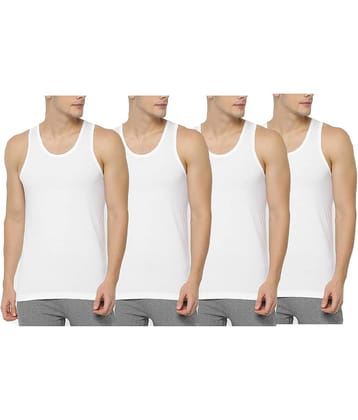 VEE SAA Pack of 4 Cotton Basic Vest For Men ( White )