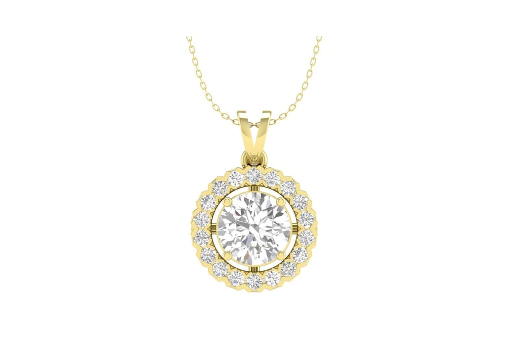 Round Halo Solitaire Necklace