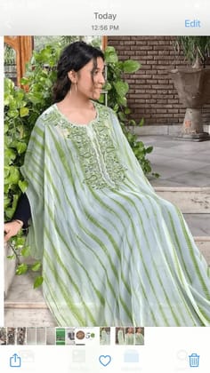 Tie-dye sea green kaftan