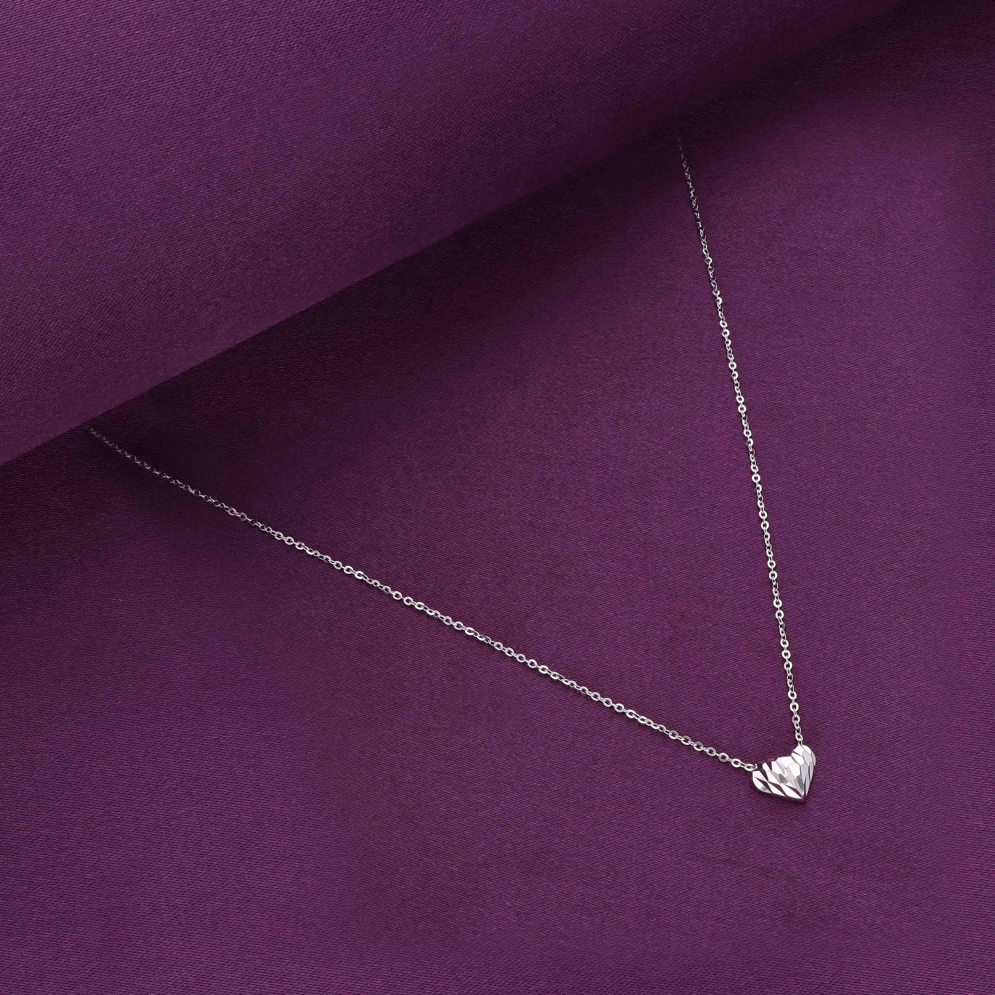 Sterling Silver Minimalistic Heart Necklace-None / Silver