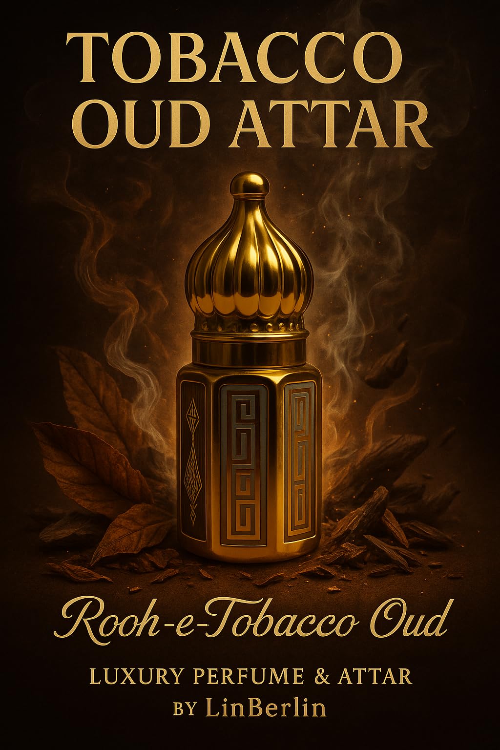 Tobacco Oud Attar | Long Lasting Arabic Fragrance Oil | Smoky Woody Oud Perfume | Alcohol-Free Luxury Fabric Use Attar by LinBerlin