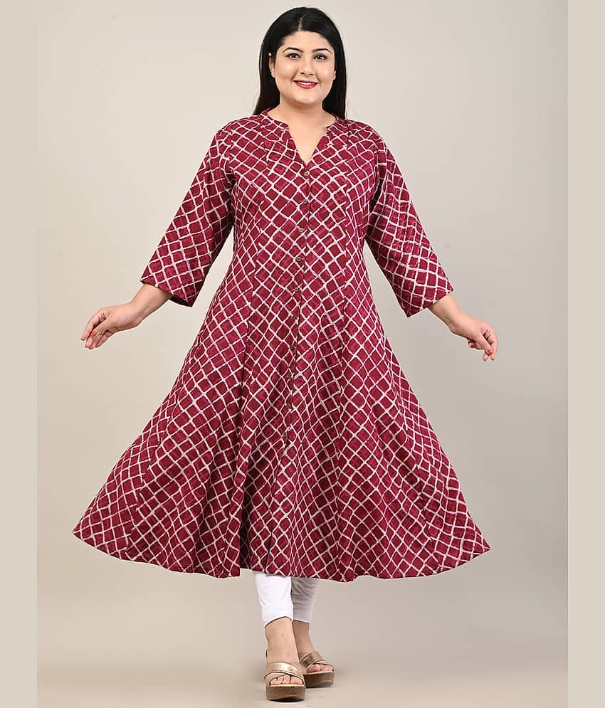 Swasti - Purple Cotton Blend Women's Flared Kurti ( Pack of 1 )