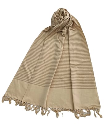Dhaga Vishwas Ka Striped Cream Brown Cotton Stole