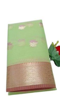 Elegant Women's Kota Doriya Cotton Blend Floral Printed Saree with Matching Blouse Piece (PISTA GREEN)