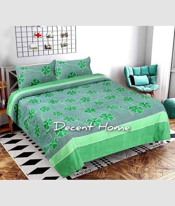 Decent Home Microfiber 1 Double Bedsheet with 2 Pillow Covers ( Green )