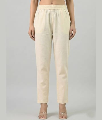 QuaClo Women Cotton Blend Casual Trousers ( Cream )