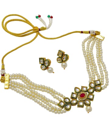 Jewar Mandi Brass White Designer Necklaces Set Choker