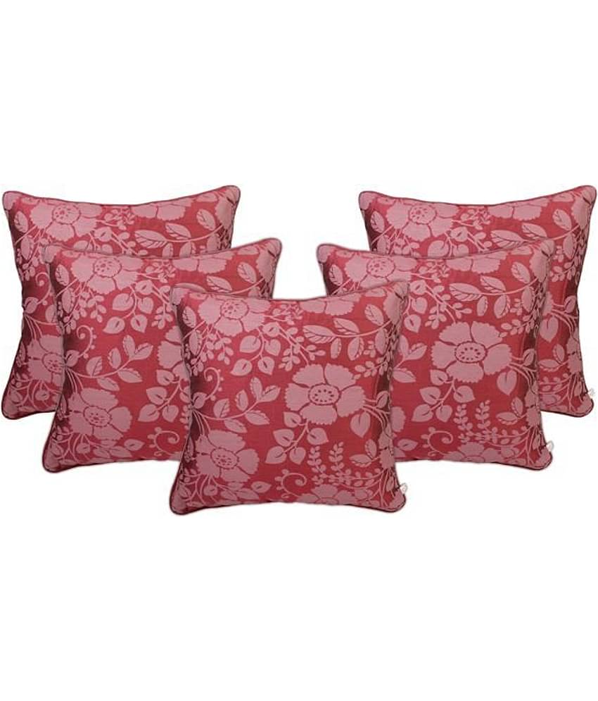 Zubix Pink & White Polyester Cushion Covers Set Of 5