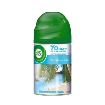 Air Wick 250 ml - Beach Walk (Turquoise Oasis), Freshmatic Automatic Air Freshener Refill | 2600 Sprays Guaranteed | Automatic Room Freshener, Bathroom Freshener and Room Spray