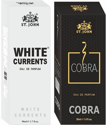 ST.JOHN Cobra White Current 50ml & Cobra Perfume 30ml , Perfume For Men (80ml) - Pack of 2