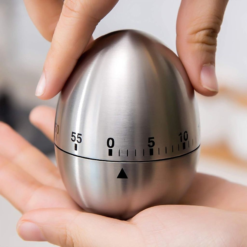 Stainless Steel Egg Timer,Egg Shaped Timer Cooking Timer up to 60 Minutes with Loud Alarm for, Baking, Kids Study, Shower Bathroom, Oven Manual Kitchen Timer Stopwatch