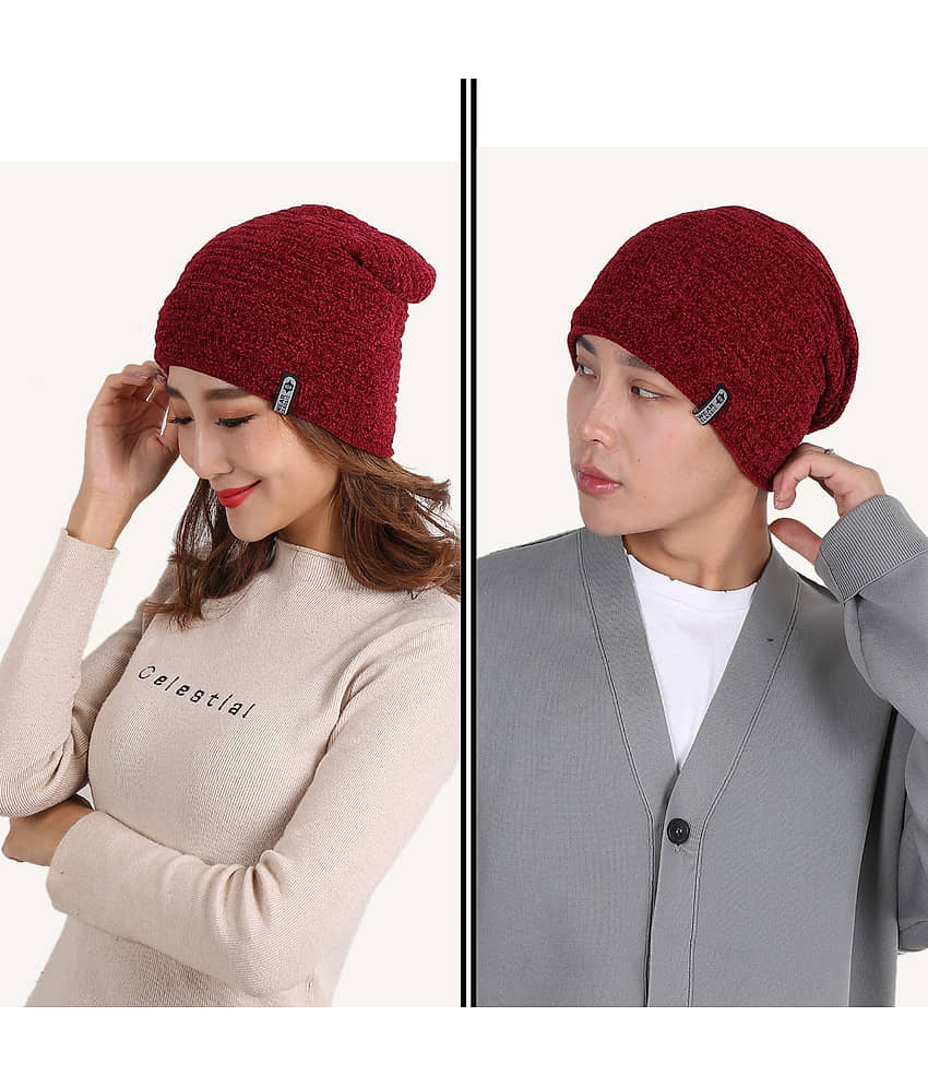 Edifier Woollen Winter Cap for Men & Women (Pack of 2)