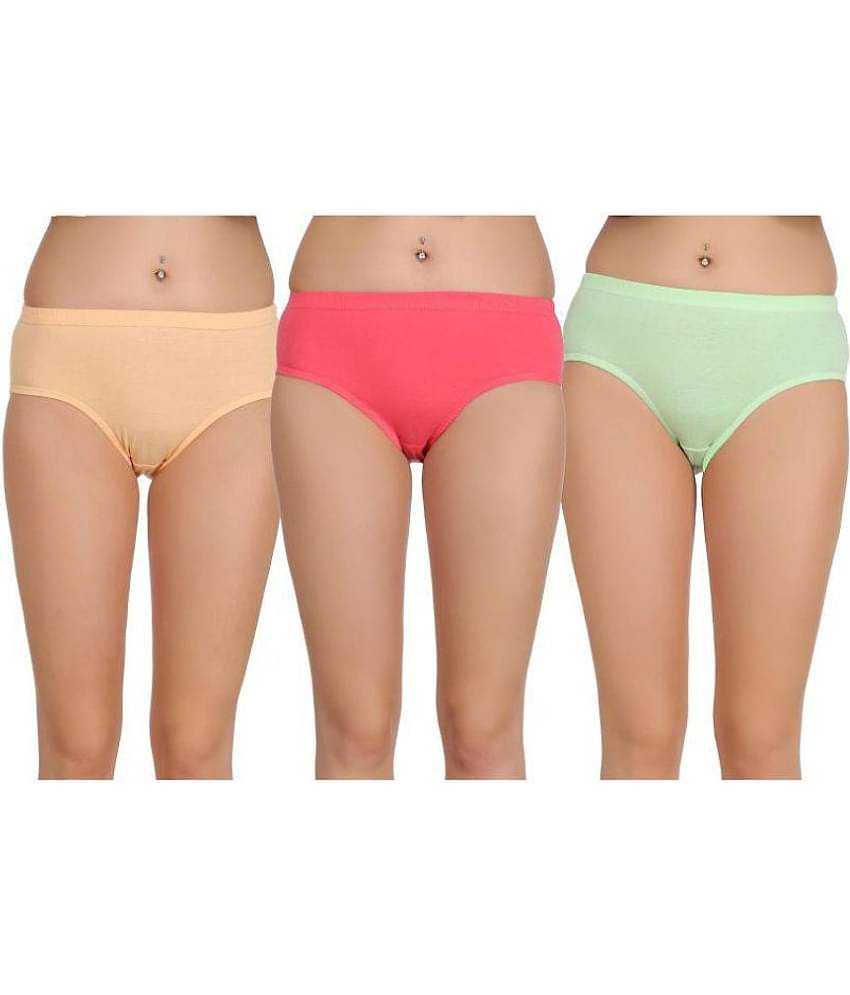 Eve's Beauty Pack of 3 Cotton Women's Hipsters ( Multi Color )