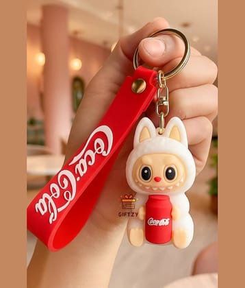 Labubu Toy Keychain Labubu Doll Cartoon Silicone Keyring for Girls-teens Gifting Key Chain
