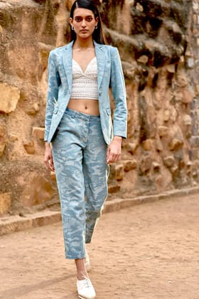 INDIGO JACQUARD PANT-M / Indigo