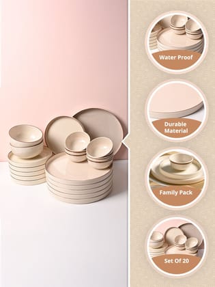 Elegant Speckled Ceramic Dinnerware Set - Plates and Bowls