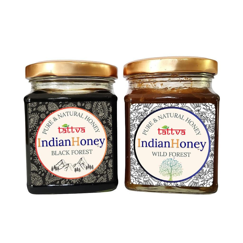 IndianHoney Wild Forest Honey & Black Forest (Honeydew) Honey Combo Pack (230gm & 230gm)