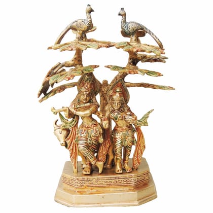 Brass Radha Krishna Idol With Tree - Decorative Showpiece, Height : 10 Inch (BSMAS828 A)