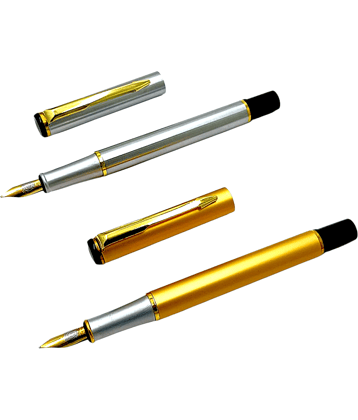 auteur Excutive 801 Fountain Pen Silver & Golden Metal Body Fine Nib With Gold Plated Clip Arrow Clip Best Calligraphy Gift Pen For Men & Women Professional Executive Office, Nice Pens (Pack Of 2)
