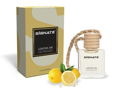 Signate Car Perfume with Natural Fragrance Essential Oils | Car Air Fresheners Long Lasting Upto 90 Days | Hanging Pod in Glass Bottle with Wooden Diffuser Lid 15ml (Lemond Air) Signate Car Perfume with Natural Fragrance Essential Oils | Car Air Fresheners Long Lasting Upto 90 Days | Hanging Pod in Glass Bottle with Wooden Diffuser Lid 15ml (Lemond Air)