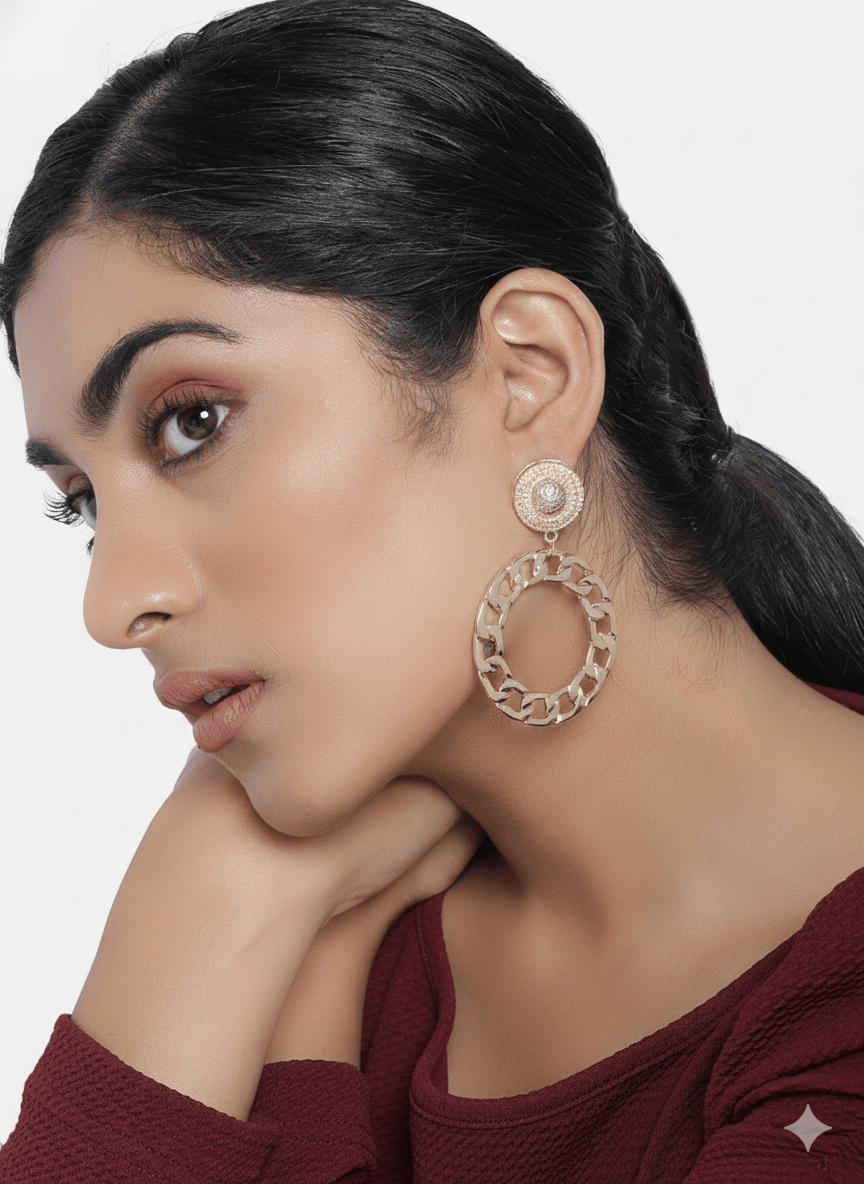 justpeachy Gold-Plated Circular Drop Earrings