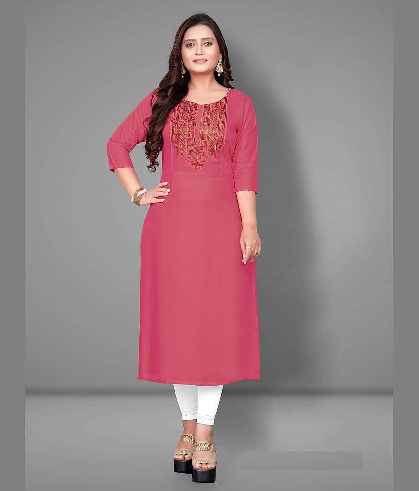 Rangrasiya - Pink Rayon Women's Straight Kurti ( Pack of 1 )