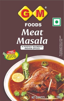GM Foods Meat Masala Powder 100g (Pack of 1) | Aromatic Spice Blend for Mutton & Chicken Curry | Rich Flavour, Roasted Spices | Authentic Indian Gravy Masala | Easy to Cook | No