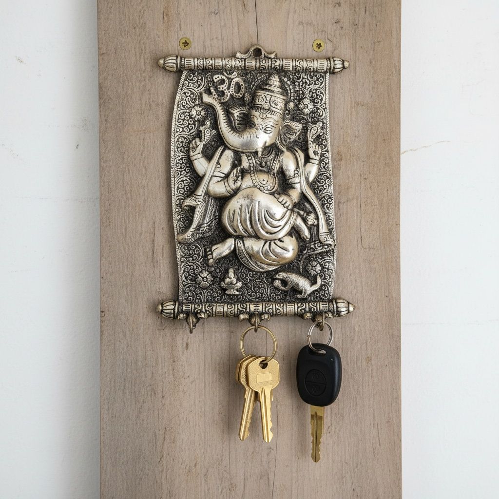 Aluminium Showpiece Ganeshji Key Holder Statue (ASMAS155 S)