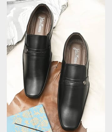 John Karsun Slip On Artificial Leather Black Formal Shoes