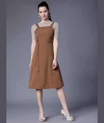 Tokyo Talkies Women Polyester Fit & Flare Dress ( Brown )