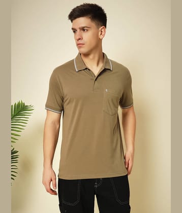UNIBERRY Pack of 1 Cotton Blend Regular Fit Solid Half Sleeves Men's Polo T Shirt ( Coffee )