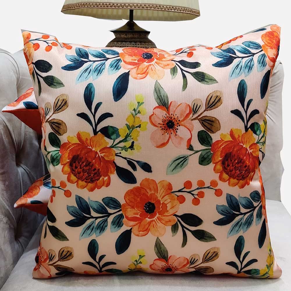 Printed Floral Zipper Square Cushion Covers (16x16 inch or 40 x 40 cm) Set of 3 - Flowers | Buy online on ZillyBuy