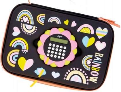 Rectangle Shaped Hard Case Pouch with Calculator-Rainbow