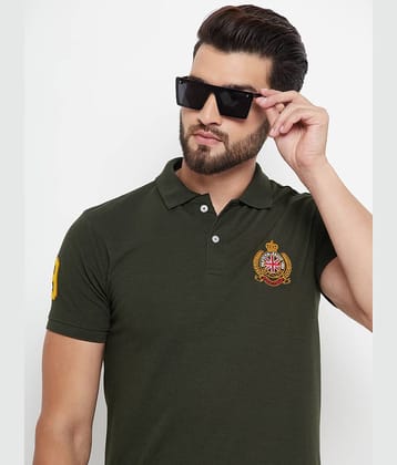 RELANE Pack of 1 Cotton Blend Regular Fit Solid Half Sleeves Men's Polo T Shirt ( Olive Green )