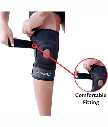FAZTER Premium Open Patella Stabilizer for Compression, Pain Relief & Joint Protection Knee Support (Black) - None