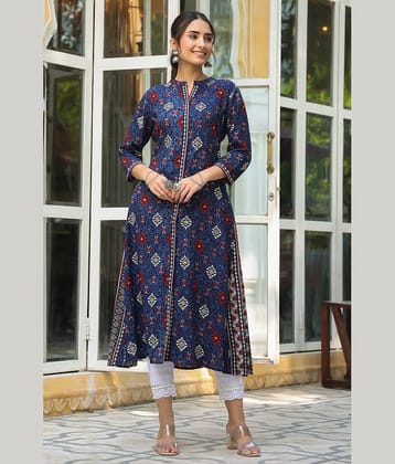 Juniper - Indigo Rayon Women's Front Slit Kurti ( Pack of 1 )