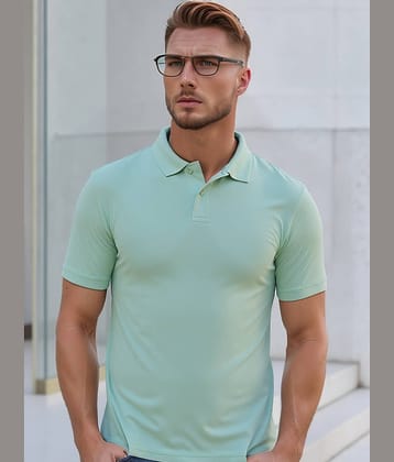 renuovo Pack of 1 Cotton Blend Regular Fit Solid Half Sleeves Men's Polo T Shirt ( Mint Green )