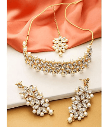 Sunhari Jewels White Alloy Necklace Set ( Pack of 1 )