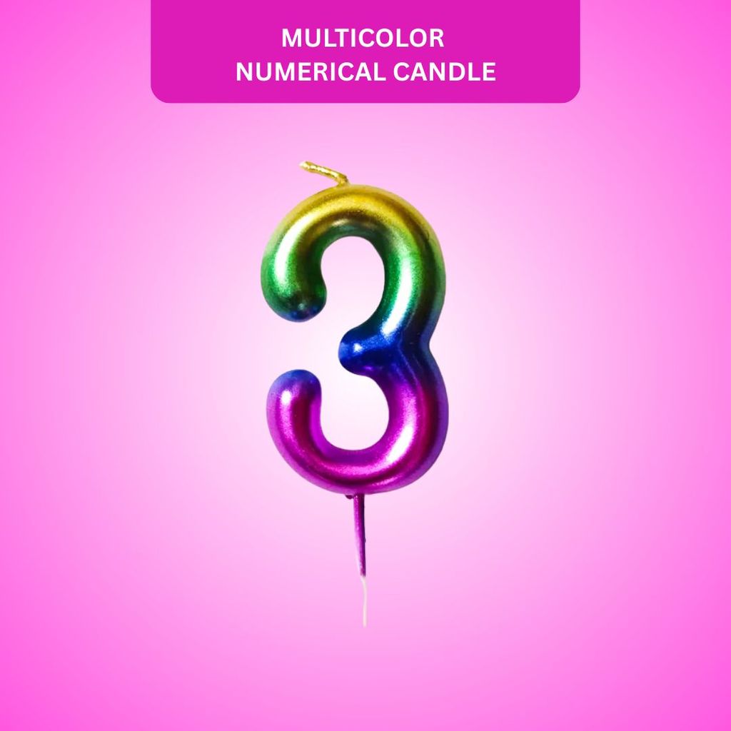 Number 3 Multicolor Candle - 1PC - Party and Festive Needs | Buy online on ZillyBuy