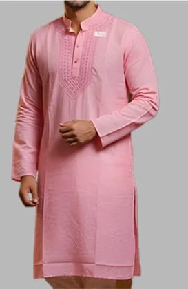 Lucknowi Pink Chikankari Mens kurta