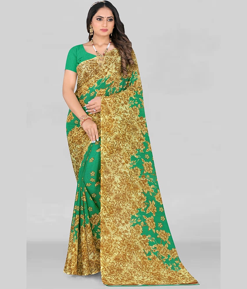 LEELAVATI Georgette Printed Saree With Unstitched Blouse Piece ( Multicolor )