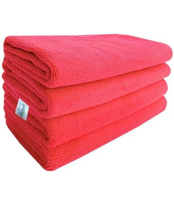 SOFTSPUN Microfiber Cleaning Cloths, 2pcs 40x40cms 340GSM Red! Highly Absorbent, Lint and Streak Free, Multi -Purpose Wash Cloth for Kitchen, Car, Window, Stainless Steel, silverware.