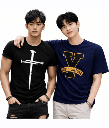 attitude start of fashion Men Polyester Regular Fit Printed T-Shirt ( Blue )