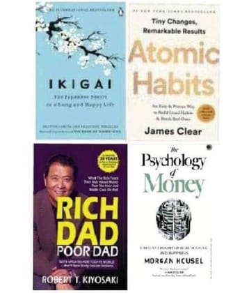 4 Books Combo ( Atomic Habits & Rich Dad Poor Dad & ikigai Japaness & The Psychology Of Money ) English - Paperback